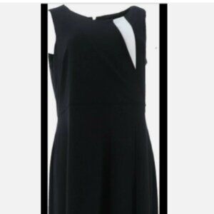 P22W Black Dress Dennis Basso Petite Slvless Caviar Crepe Maxi Dress